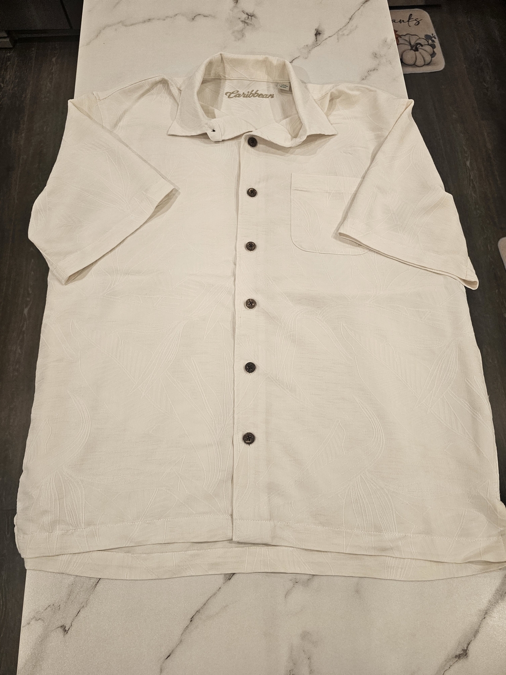 Caribbean Joe Men's Rayon Button-Up Shirt in Cream